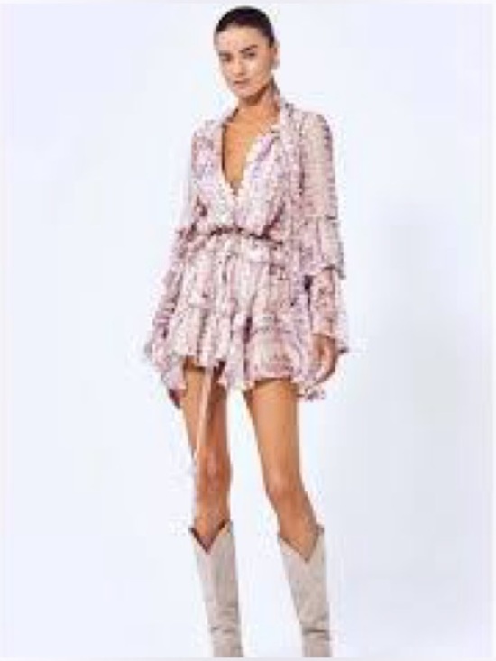 Alexis Dresses & Skirts - Alexis Sheer Ruffled Mini Dress in Cream and Lavender - gelsini dress